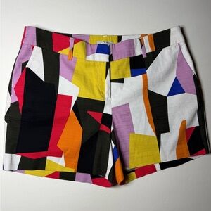 Halogen abstract print Tailored Shorts women’s 8 bright geometric 97% cotton
